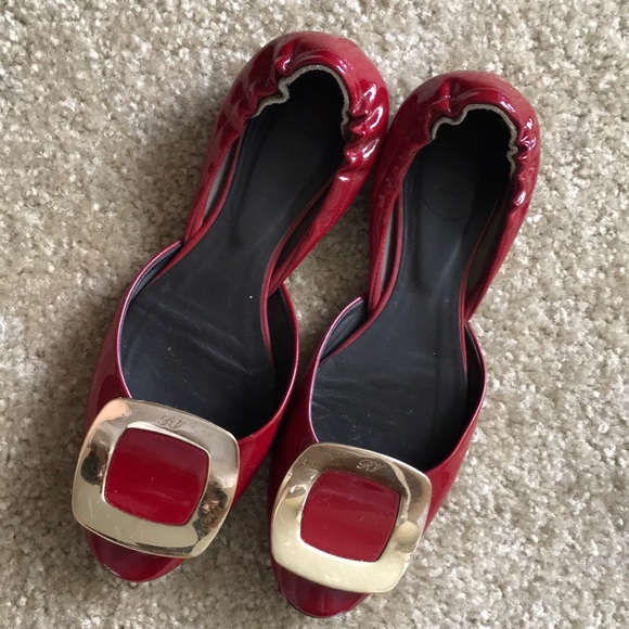 Roger vivier red chips patent leather flats - Picture 2 of 8